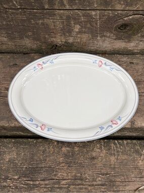 Vintage Lenox Glories on Grey White Oval 14 Inch Serving Platter